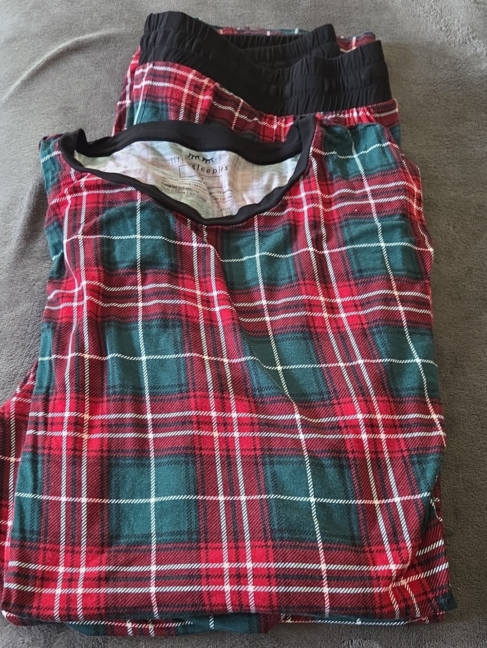 Little Sleepies Red and Green Plaid Men's Pajama Set